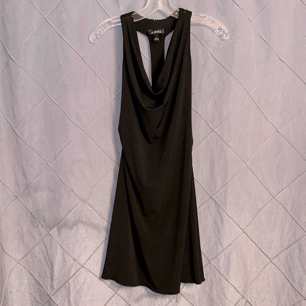A.BYER black decolletage slinky sequin detail sleeveless dress sz small